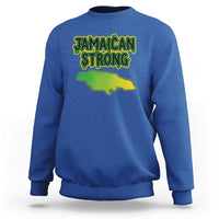 Jamaican Strong Resilience Graphic Sweatshirt Caribbean Island Map Silhouette