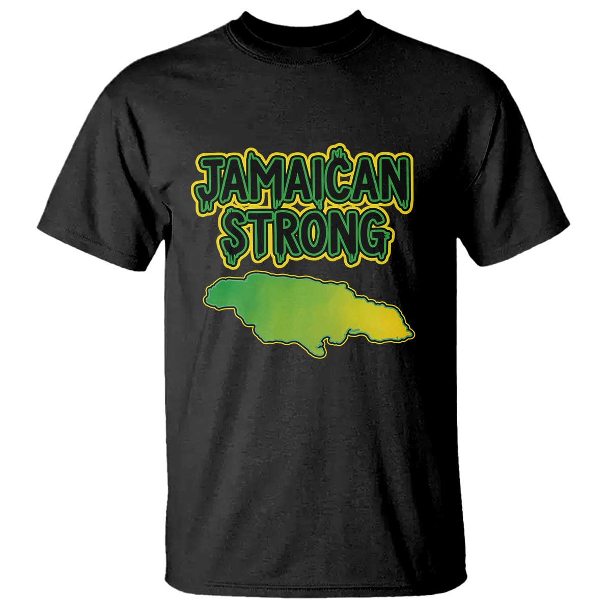 Jamaican Strong Resilience Graphic T Shirt Caribbean Island Map Silhouette