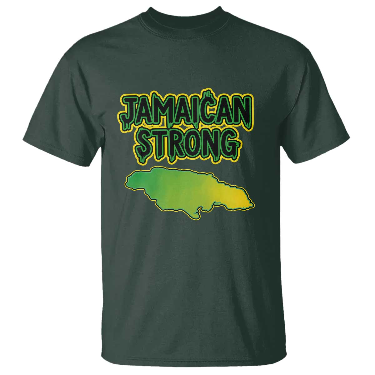 Jamaican Strong Resilience Graphic T Shirt Caribbean Island Map Silhouette