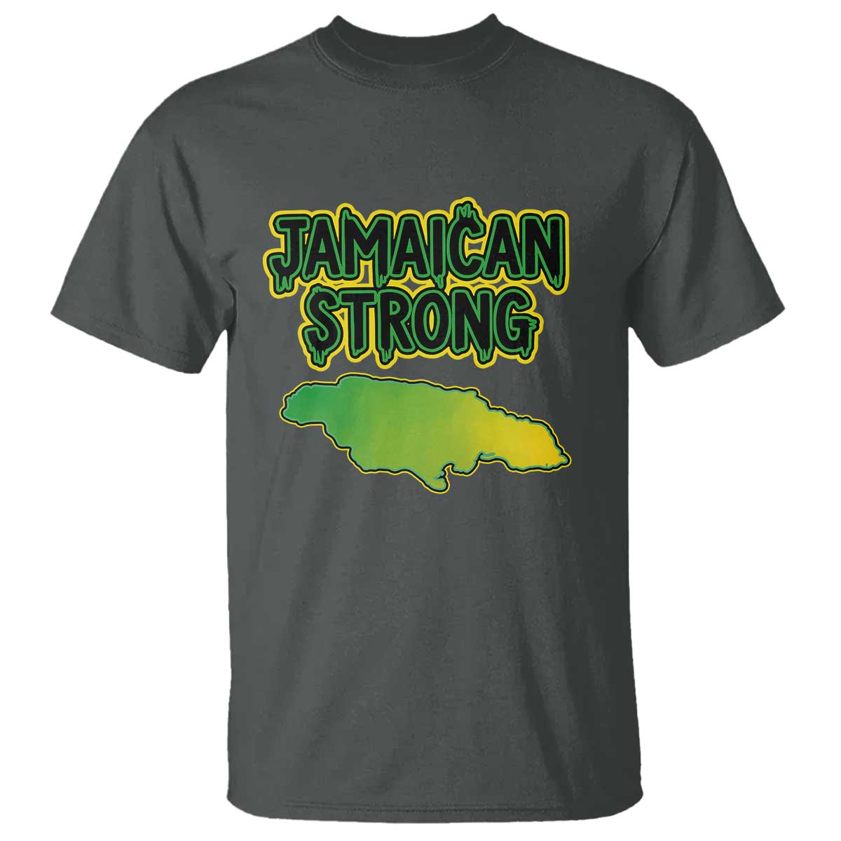 Jamaican Strong Resilience Graphic T Shirt Caribbean Island Map Silhouette