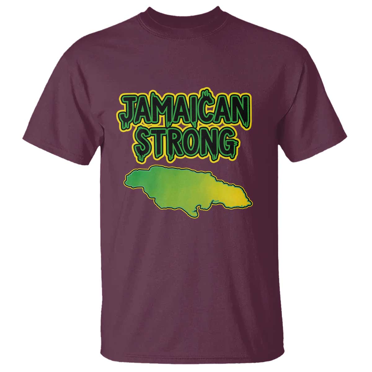 Jamaican Strong Resilience Graphic T Shirt Caribbean Island Map Silhouette