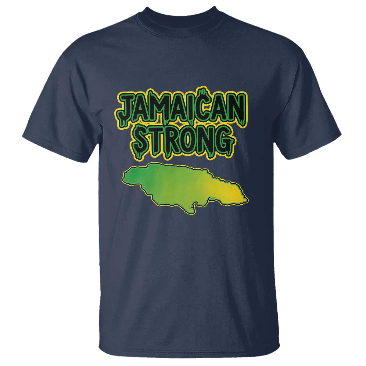 Jamaican Strong Resilience Graphic T Shirt Caribbean Island Map Silhouette