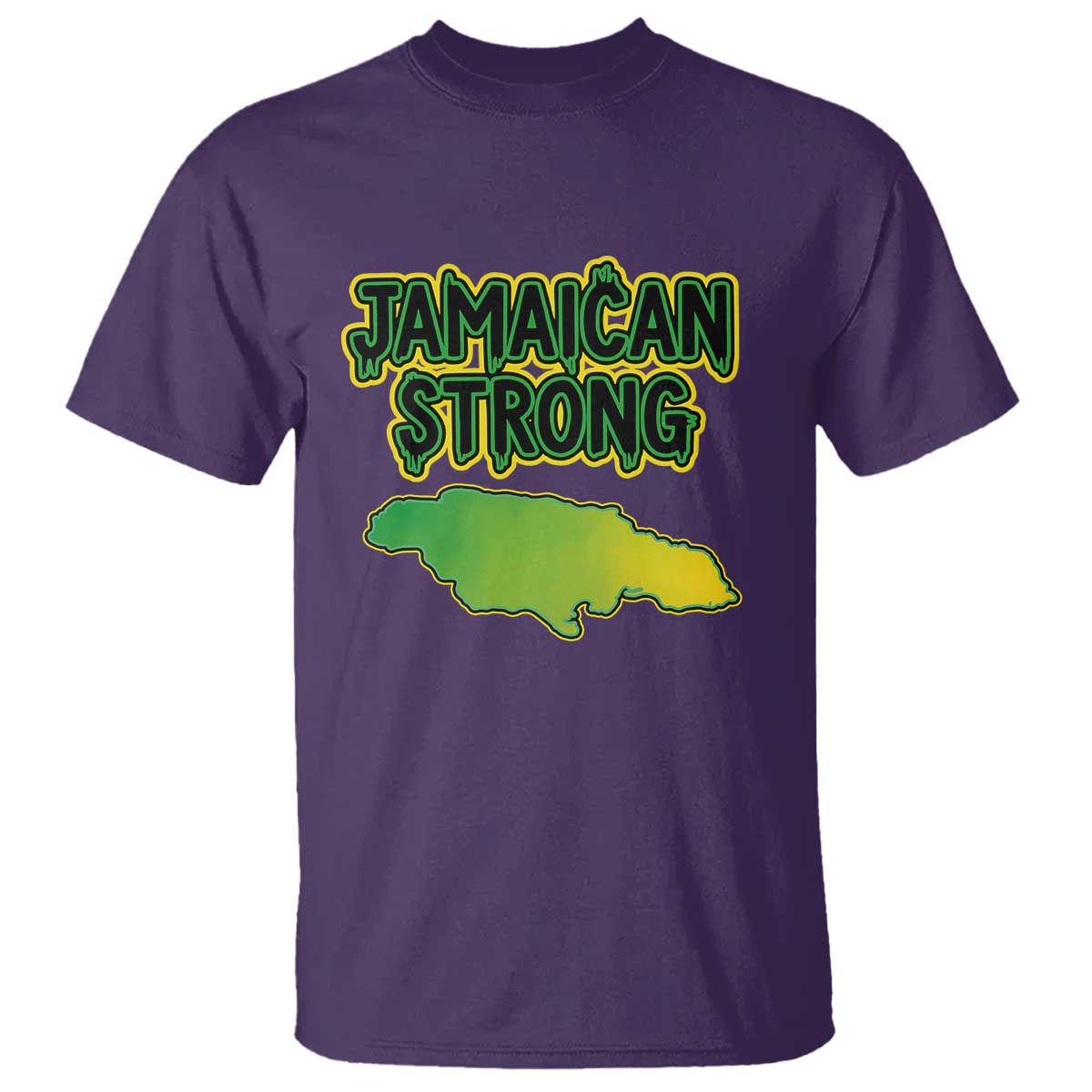 Jamaican Strong Resilience Graphic T Shirt Caribbean Island Map Silhouette