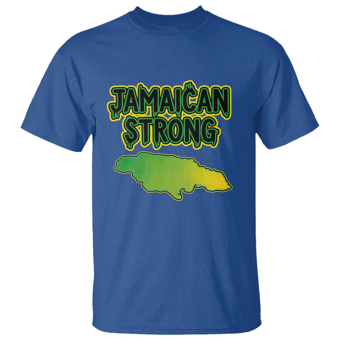 Jamaican Strong Resilience Graphic T Shirt Caribbean Island Map Silhouette