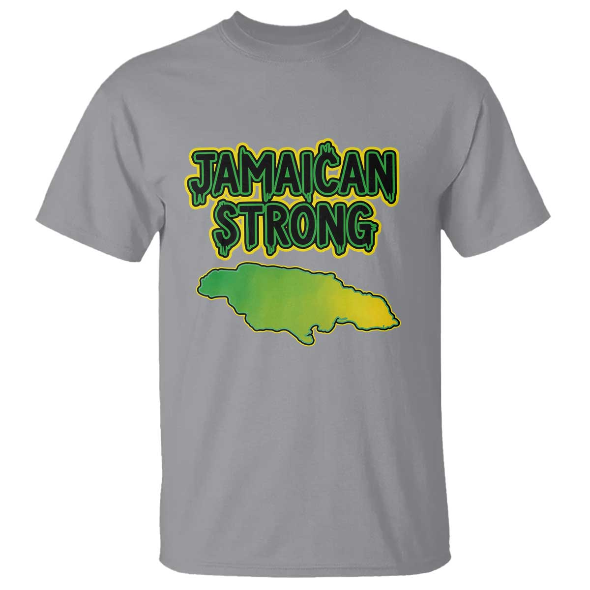 Jamaican Strong Resilience Graphic T Shirt Caribbean Island Map Silhouette