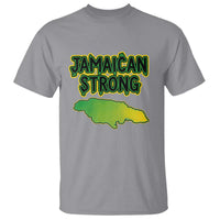 Jamaican Strong Resilience Graphic T Shirt Caribbean Island Map Silhouette