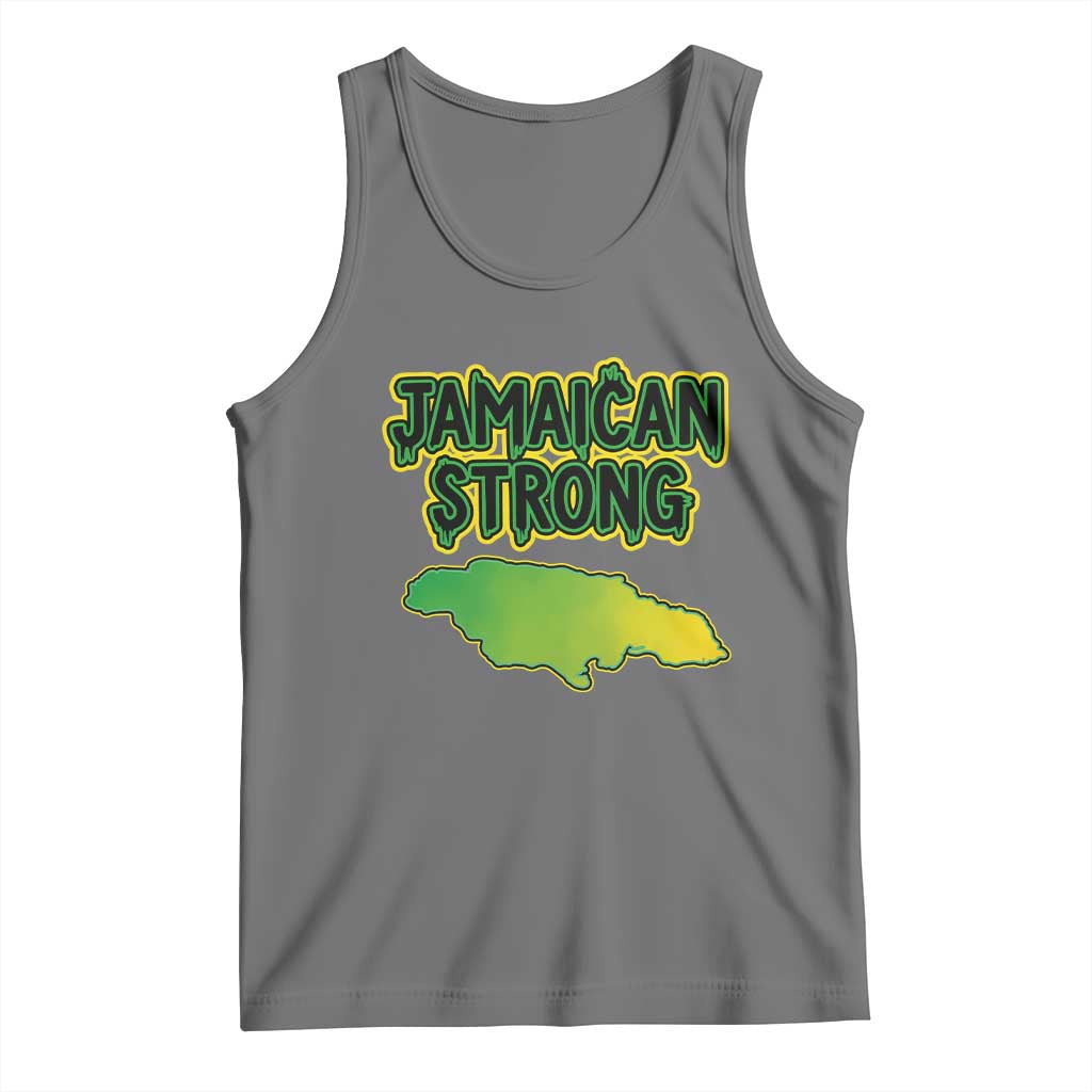 Jamaican Strong Resilience Graphic Tank Top Caribbean Island Map Silhouette