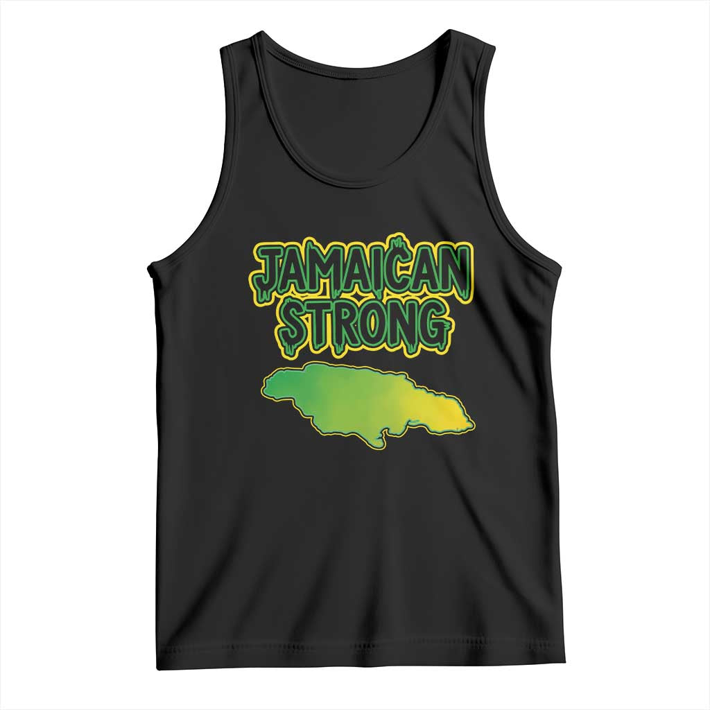 Jamaican Strong Resilience Graphic Tank Top Caribbean Island Map Silhouette