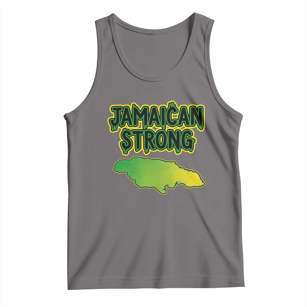 Jamaican Strong Resilience Graphic Tank Top Caribbean Island Map Silhouette