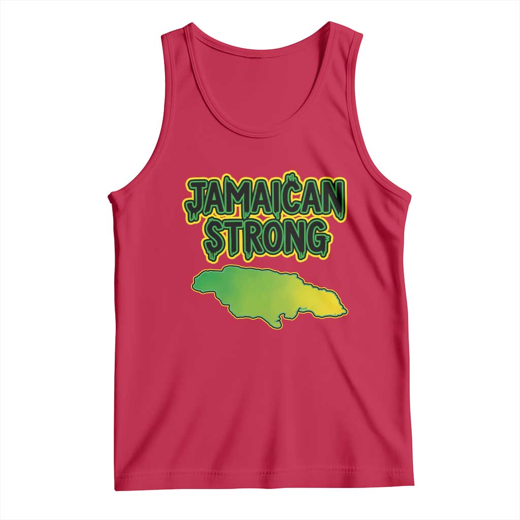Jamaican Strong Resilience Graphic Tank Top Caribbean Island Map Silhouette