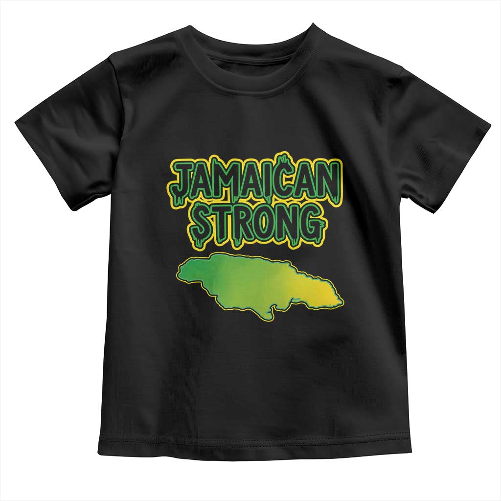 Jamaican Strong Resilience Graphic Toddler T Shirt Caribbean Island Map Silhouette