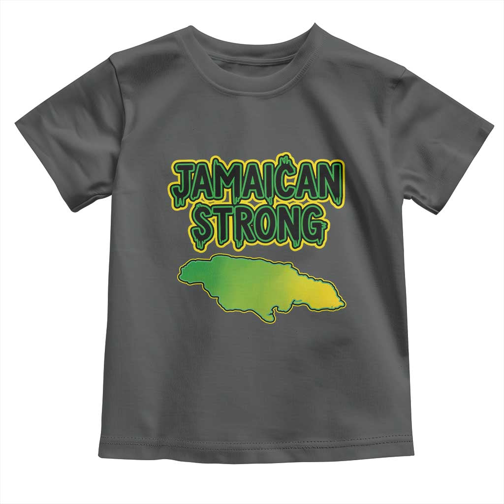 Jamaican Strong Resilience Graphic Toddler T Shirt Caribbean Island Map Silhouette