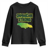 Jamaican Strong Resilience Graphic Youth Sweatshirt Caribbean Island Map Silhouette