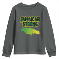 Jamaican Strong Resilience Graphic Youth Sweatshirt Caribbean Island Map Silhouette