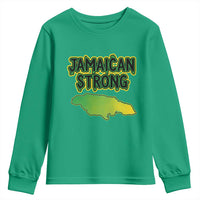Jamaican Strong Resilience Graphic Youth Sweatshirt Caribbean Island Map Silhouette