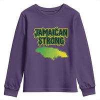 Jamaican Strong Resilience Graphic Youth Sweatshirt Caribbean Island Map Silhouette