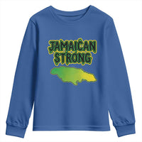 Jamaican Strong Resilience Graphic Youth Sweatshirt Caribbean Island Map Silhouette