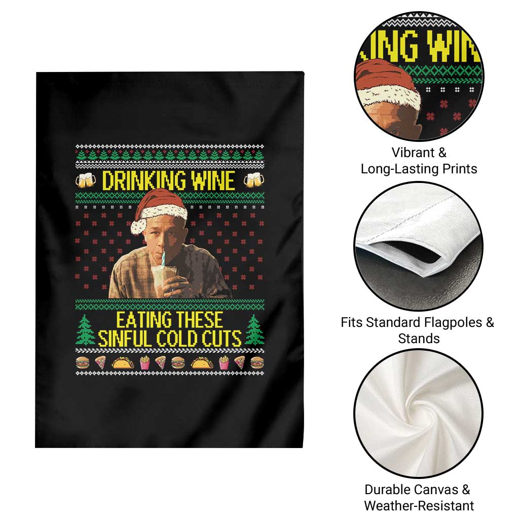 Funny Ed Gein Christmas Meme Garden Flag Drinking Wine Eating This Sinful Cold Cuts Viral Scene - Wonder Print Shop