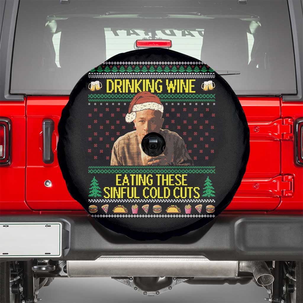 Funny Ed Gein Christmas Meme Spare Tire Cover Drinking Wine Eating This Sinful Cold Cuts Viral Scene - Wonder Print Shop