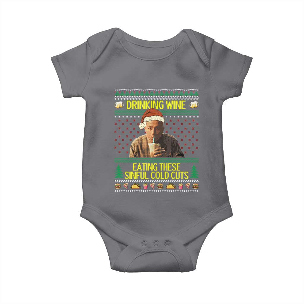 Funny Ed Gein Christmas Meme Baby Onesie Drinking Wine Eating This Sinful Cold Cuts Viral Scene - Wonder Print Shop
