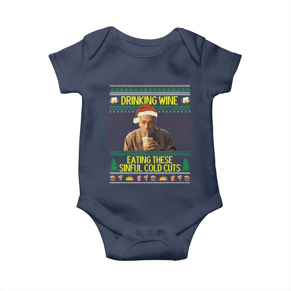 Funny Ed Gein Christmas Meme Baby Onesie Drinking Wine Eating This Sinful Cold Cuts Viral Scene - Wonder Print Shop