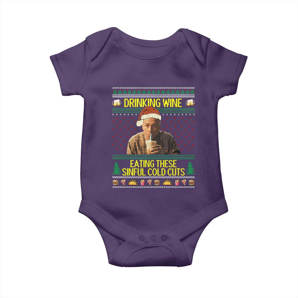 Funny Ed Gein Christmas Meme Baby Onesie Drinking Wine Eating This Sinful Cold Cuts Viral Scene - Wonder Print Shop
