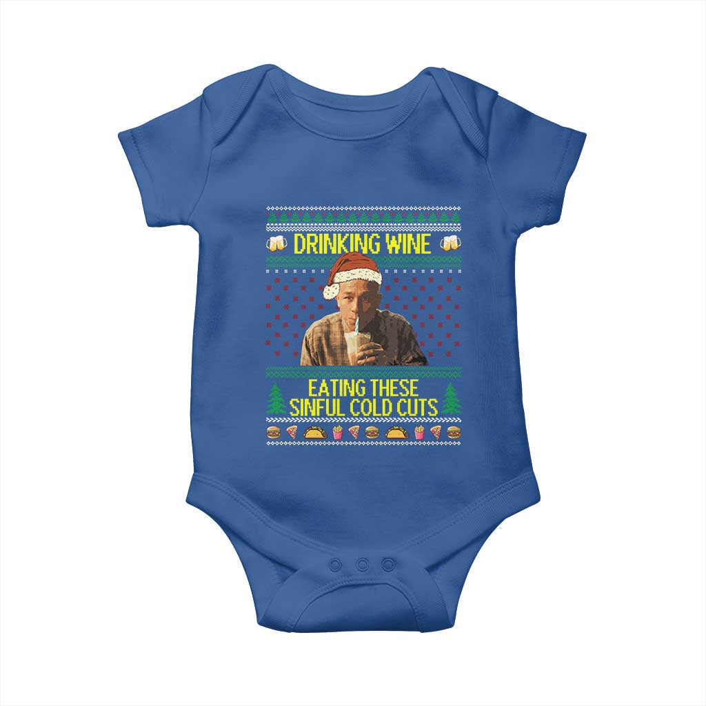 Funny Ed Gein Christmas Meme Baby Onesie Drinking Wine Eating This Sinful Cold Cuts Viral Scene - Wonder Print Shop