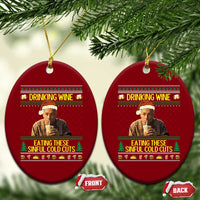 Funny Ed Gein Christmas Meme Ceramic Ornament Drinking Wine Eating This Sinful Cold Cuts Viral Scene - Wonder Print Shop