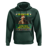 Funny Ed Gein Christmas Meme Hoodie Drinking Wine Eating This Sinful Cold Cuts Viral Scene - Wonder Print Shop