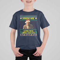 Funny Ed Gein Christmas Meme T Shirt For Kid Drinking Wine Eating This Sinful Cold Cuts Viral Scene - Wonder Print Shop