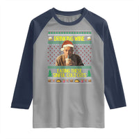 Funny Ed Gein Christmas Meme Raglan Shirt Drinking Wine Eating This Sinful Cold Cuts Viral Scene - Wonder Print Shop