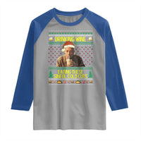 Funny Ed Gein Christmas Meme Raglan Shirt Drinking Wine Eating This Sinful Cold Cuts Viral Scene - Wonder Print Shop