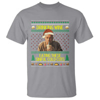 Funny Ed Gein Christmas Meme T Shirt Drinking Wine Eating This Sinful Cold Cuts Viral Scene - Wonder Print Shop