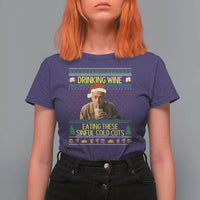 Funny Ed Gein Christmas Meme T Shirt For Women Drinking Wine Eating This Sinful Cold Cuts Viral Scene - Wonder Print Shop