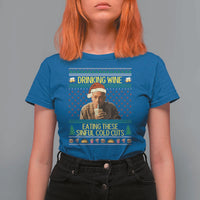 Funny Ed Gein Christmas Meme T Shirt For Women Drinking Wine Eating This Sinful Cold Cuts Viral Scene - Wonder Print Shop