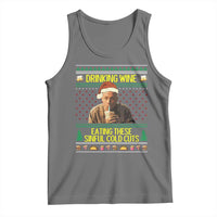 Funny Ed Gein Christmas Meme Tank Top Drinking Wine Eating This Sinful Cold Cuts Viral Scene - Wonder Print Shop