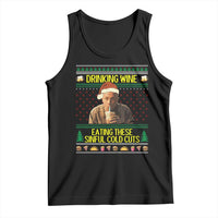 Funny Ed Gein Christmas Meme Tank Top Drinking Wine Eating This Sinful Cold Cuts Viral Scene - Wonder Print Shop