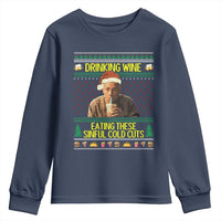 Funny Ed Gein Christmas Meme Youth Sweatshirt Drinking Wine Eating This Sinful Cold Cuts Viral Scene - Wonder Print Shop