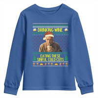 Funny Ed Gein Christmas Meme Youth Sweatshirt Drinking Wine Eating This Sinful Cold Cuts Viral Scene - Wonder Print Shop