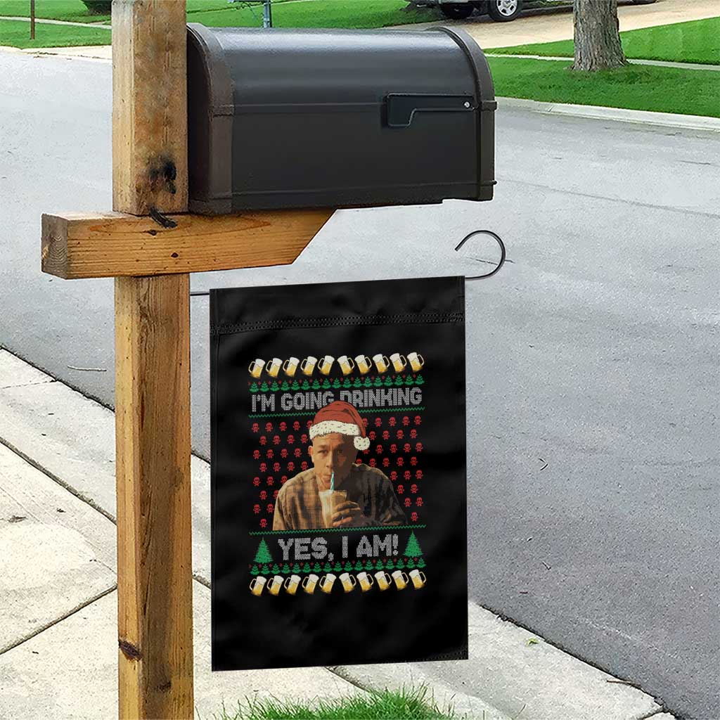 Funny Ed Gein Drinking Wine Garden Flag Im Going Drinking Yes I Am Christmas Meme - Wonder Print Shop