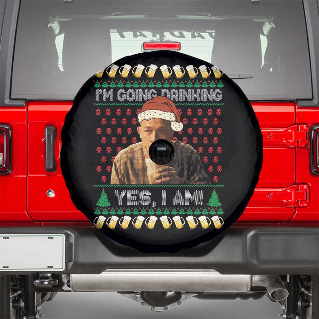 Funny Ed Gein Drinking Wine Spare Tire Cover Im Going Drinking Yes I Am Christmas Meme - Wonder Print Shop