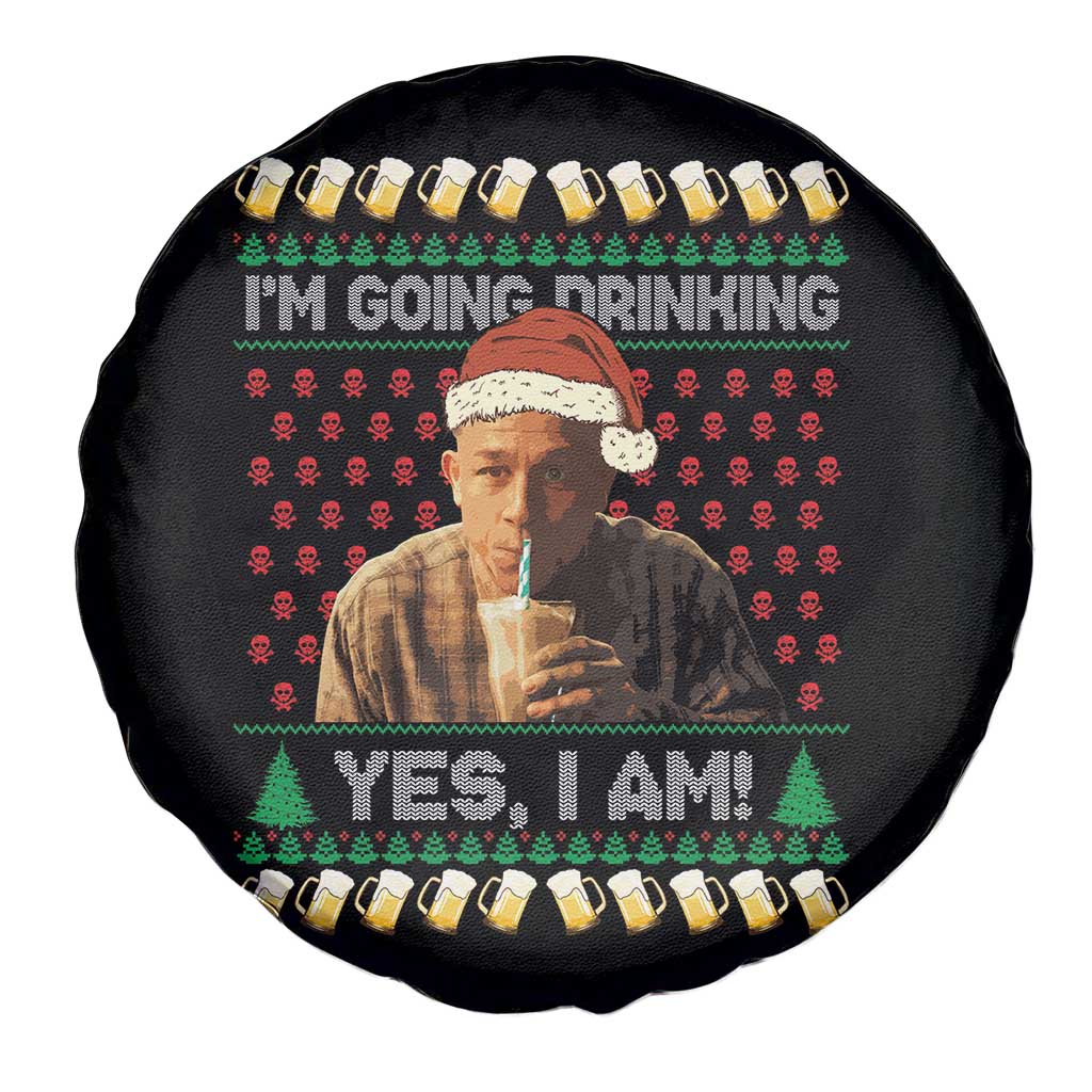 Funny Ed Gein Drinking Wine Spare Tire Cover Im Going Drinking Yes I Am Christmas Meme - Wonder Print Shop