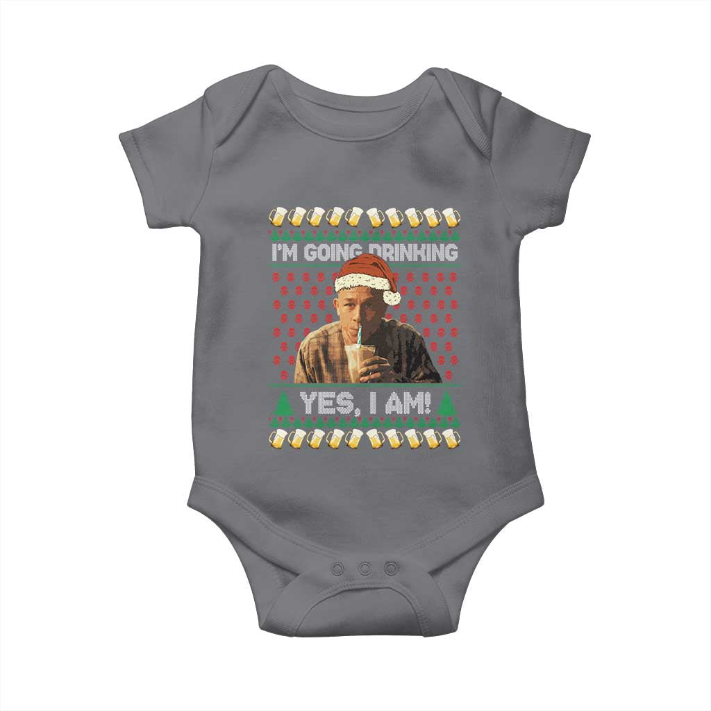 Funny Ed Gein Drinking Wine Baby Onesie Im Going Drinking Yes I Am Christmas Meme - Wonder Print Shop