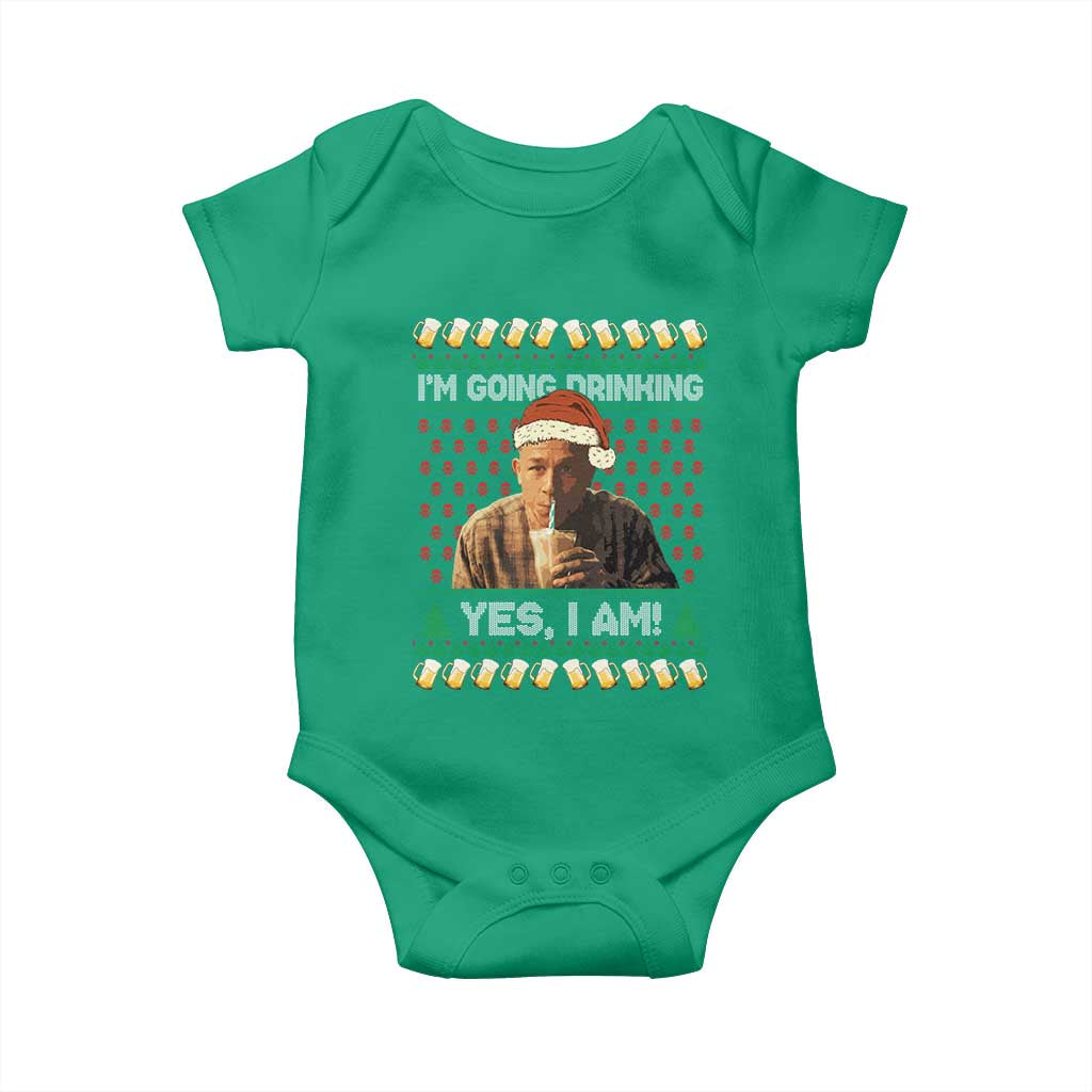Funny Ed Gein Drinking Wine Baby Onesie Im Going Drinking Yes I Am Christmas Meme - Wonder Print Shop