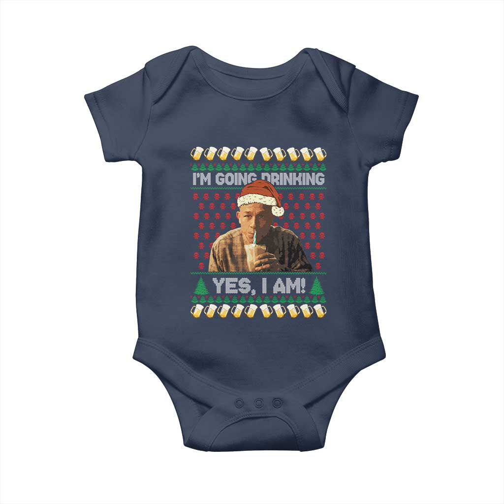 Funny Ed Gein Drinking Wine Baby Onesie Im Going Drinking Yes I Am Christmas Meme - Wonder Print Shop