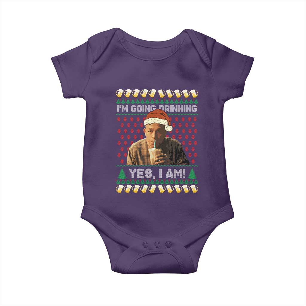 Funny Ed Gein Drinking Wine Baby Onesie Im Going Drinking Yes I Am Christmas Meme - Wonder Print Shop