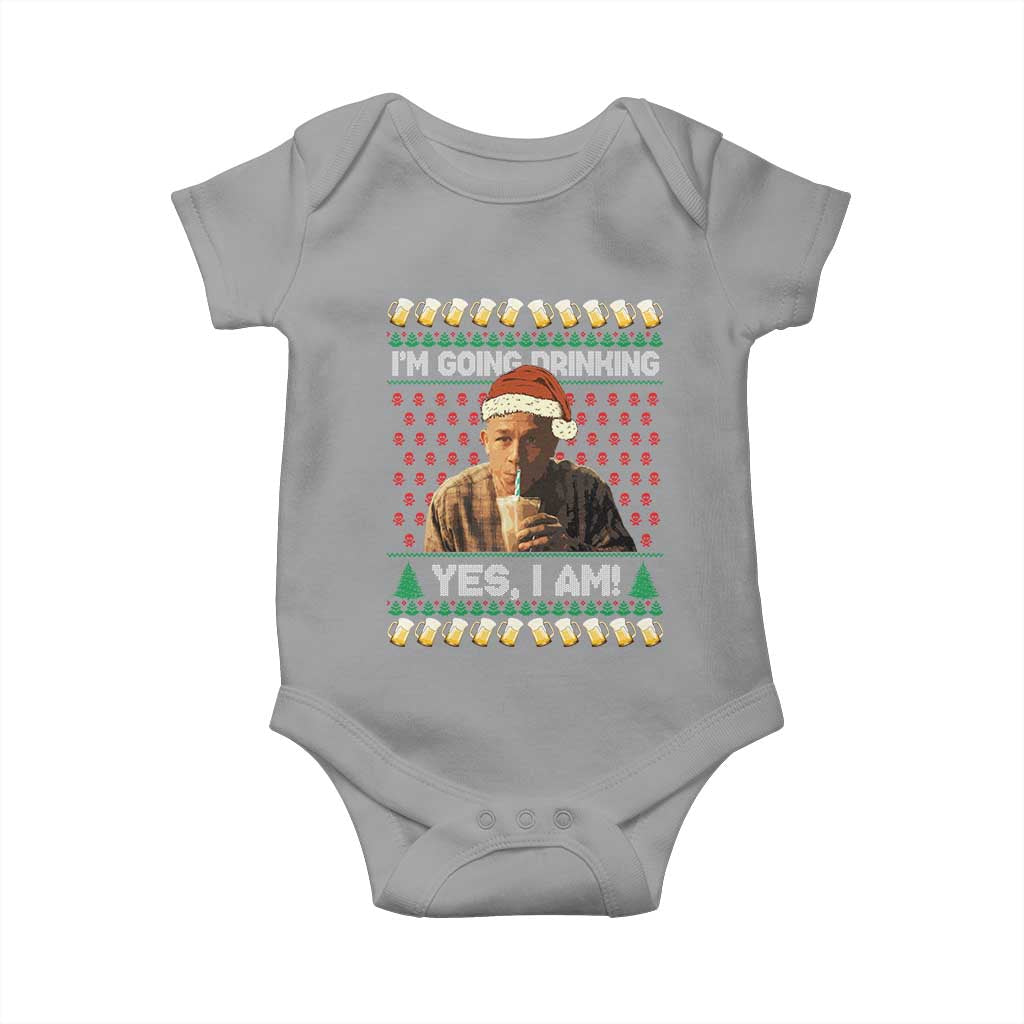 Funny Ed Gein Drinking Wine Baby Onesie Im Going Drinking Yes I Am Christmas Meme - Wonder Print Shop