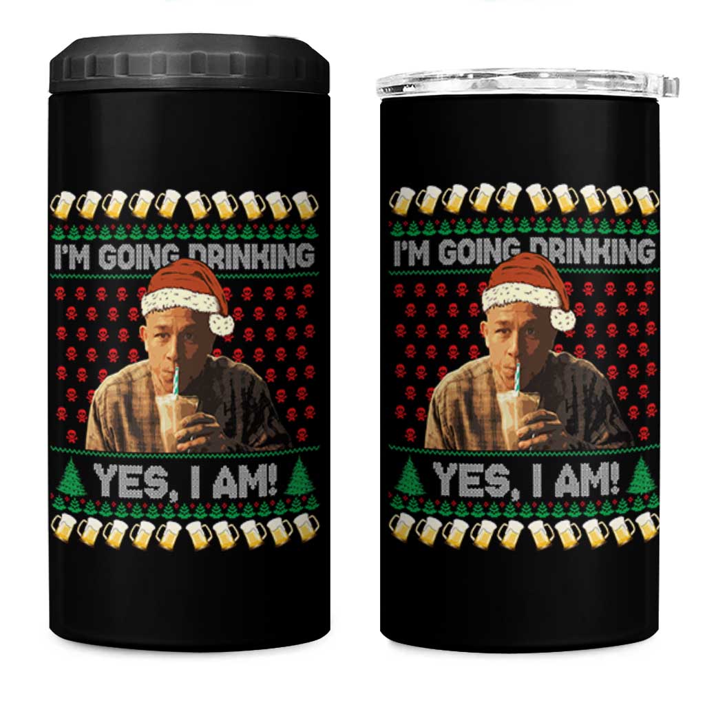 Funny Ed Gein Drinking Wine 4 in 1 Can Cooler Tumbler Im Going Drinking Yes I Am Christmas Meme - Wonder Print Shop
