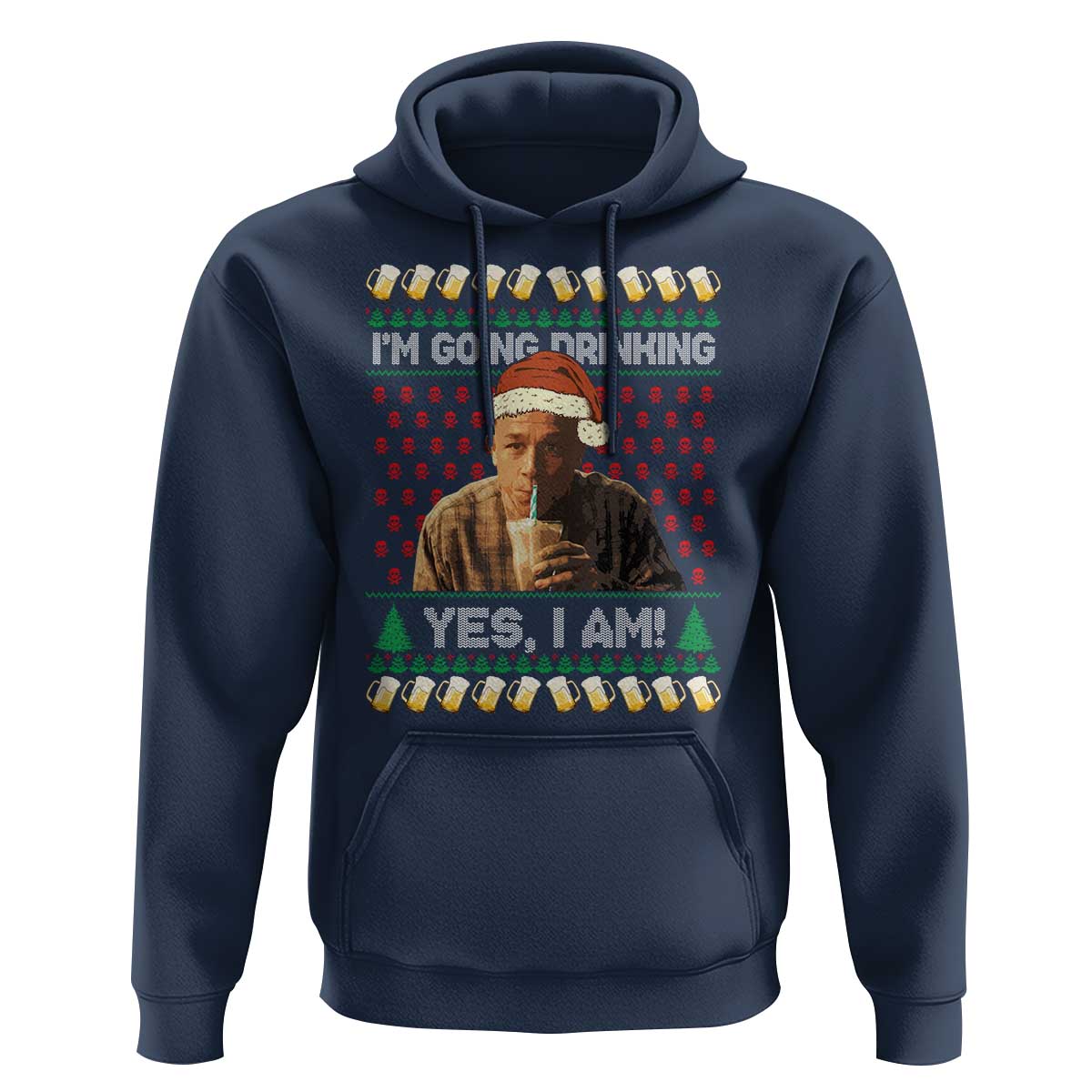 Funny Ed Gein Drinking Wine Hoodie Im Going Drinking Yes I Am Christmas Meme - Wonder Print Shop