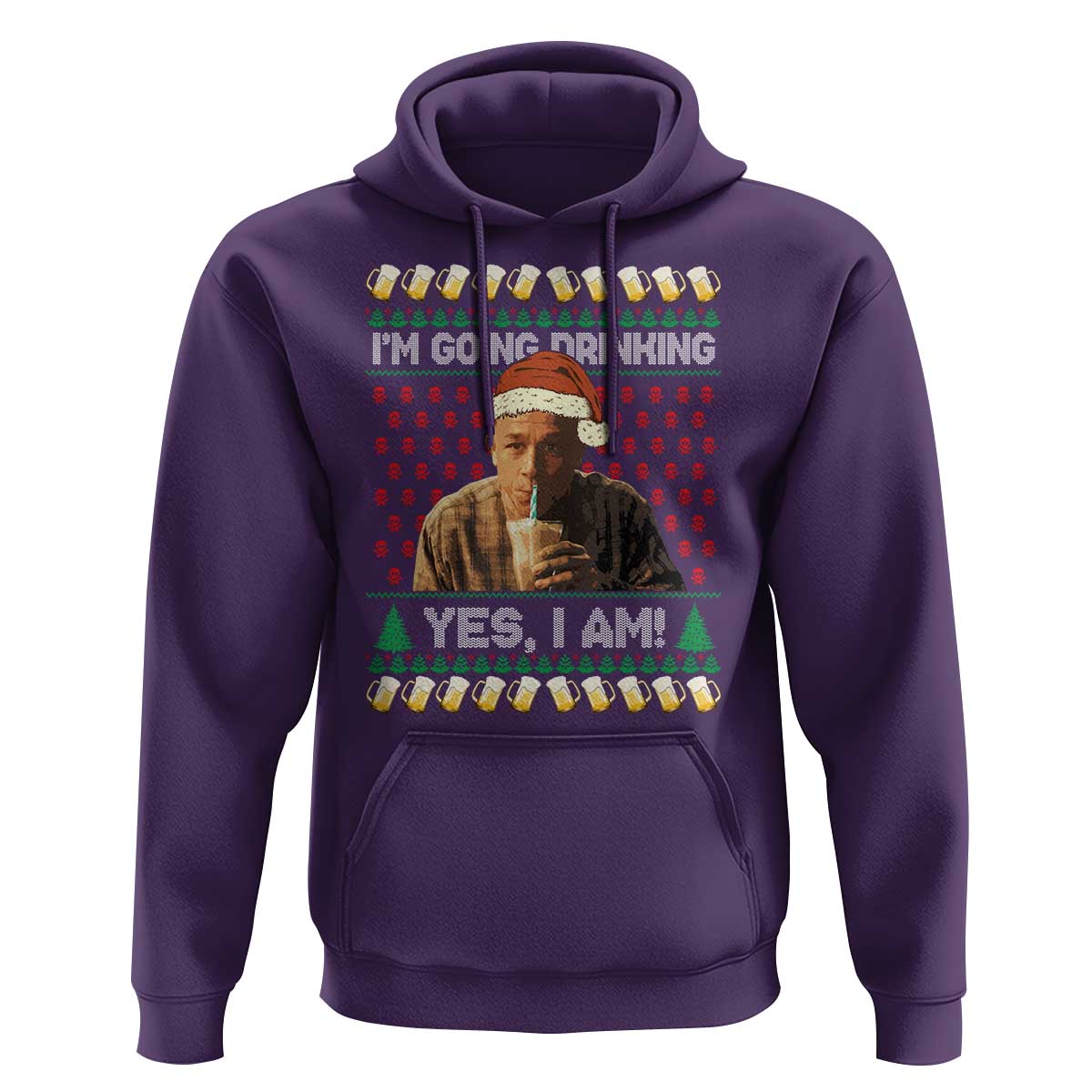 Funny Ed Gein Drinking Wine Hoodie Im Going Drinking Yes I Am Christmas Meme - Wonder Print Shop